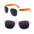 White Frame Adult Classic Sunglasses w/ Neon Orange Arms